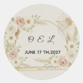 Boho Floral Wedding & Pre-Wedding Ronde Sticker (Voorkant)