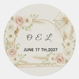 Boho Floral Wedding & Pre-Wedding Ronde Sticker