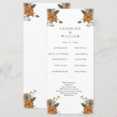 Boho Floral Wedding Programmakaart (Voorkant / Achterkant)