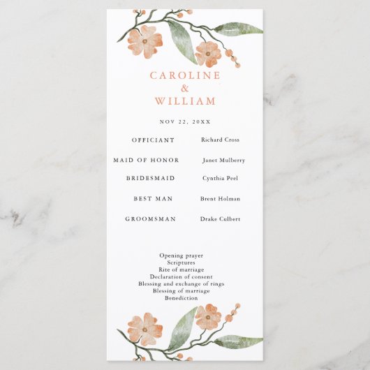 Boho Floral Wedding Programmakaart (Voorkant)