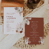 Boho Floral Wedding Programme Kaart