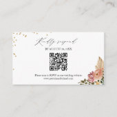 Boho Floral Wedding QR Online RSVP-kaart Informatiekaartje (Voorkant)
