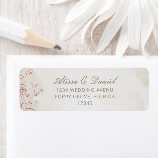Boho Floral Wedding Return Label (Insitu)