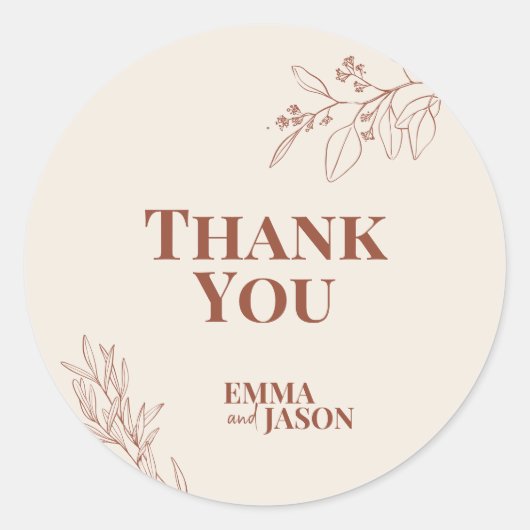 Boho Floral Wedding Round Sticker (Voorkant)