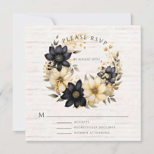 Boho Floral Wedding RSVP Flat Kaart (Voorkant)