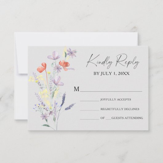 Boho Floral Wedding RSVP Kaart (Voorkant)