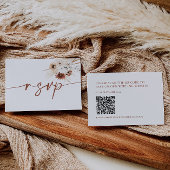 Boho Floral Wedding RSVP Kaart met QR-code Notitiekaartje