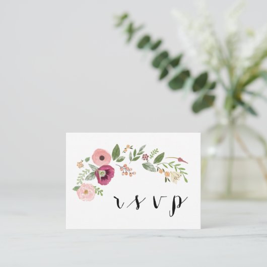 Boho Floral Wedding RSVP QR Code Response Kaart (Staand voorkant)