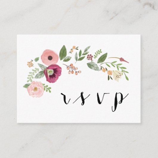 Boho Floral Wedding RSVP QR Code Response Kaart (Voorkant)