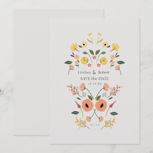 Boho Floral Wedding Save the Date (Voorkant / Achterkant)