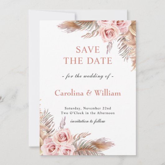 Boho Floral Wedding Save The Date (Voorkant)