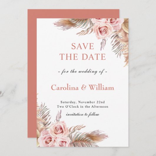 Boho Floral Wedding Save The Date (Voorkant / Achterkant)