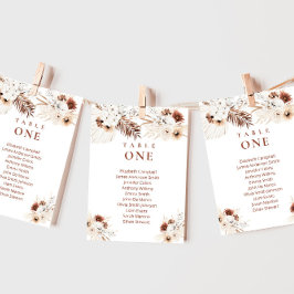 Boho Floral Wedding Seating Charts Card Kaart