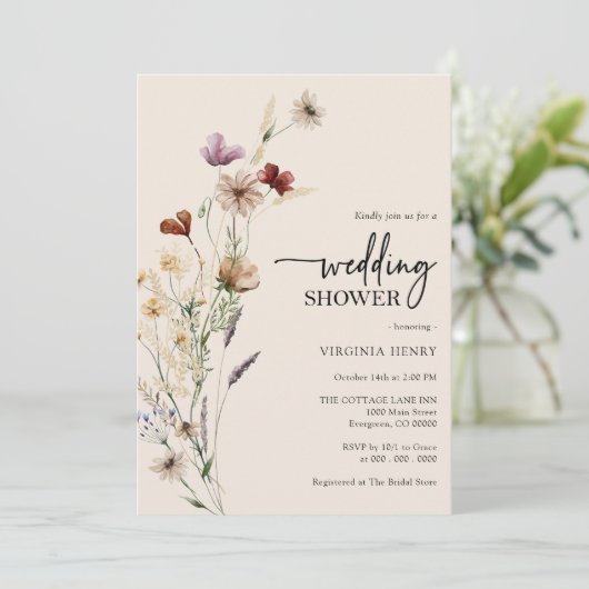 Boho Floral Wedding Shower Kaart (Staand voorkant)