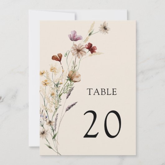 Boho Floral Wedding Table Number (Voorkant)
