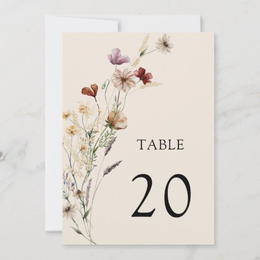 Boho Floral Wedding Table Number
