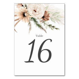 Boho Floral Wedding Table Numbers Kaart