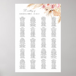 Boho Floral Wedding table Plan-zitplaats Poster
