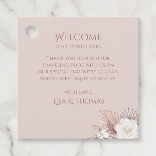 Boho Floral Wedding Welcome Gift Label (Voorkant)