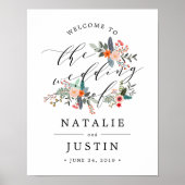 Boho Floral Wedding Welcome Sign Poster (Voorkant)