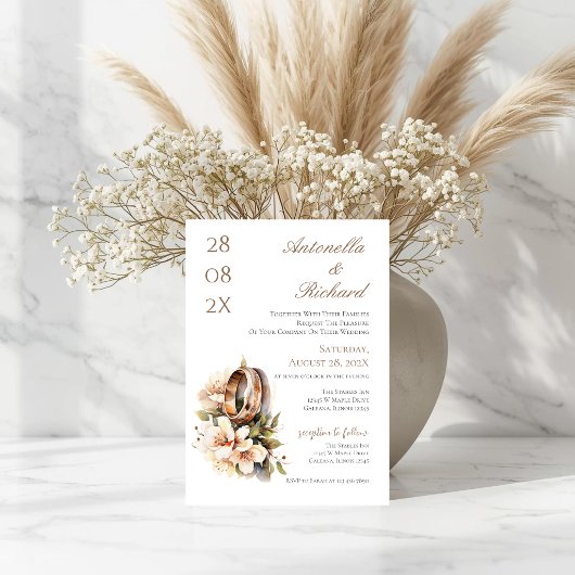 Boho floral wedding with rings kaart