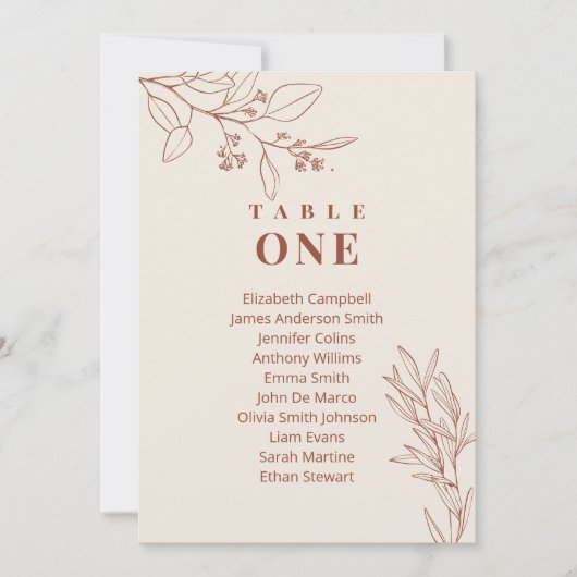 Boho Floral Wedding Zitting Grafiek Kaarten (Voorkant)