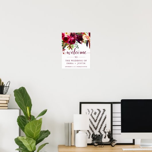 Boho Floral | Welkomstteken voor bruiloft Poster (Thuiskantoor)