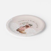 Boho Floral Western Roze Cowgirl Boot Baby shower Papieren Bordje (Gekanteld)