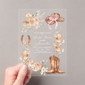 Boho Floral Western Vrijgezellenfeest Acryl Uitnodigingen (Insitu (Draagbaar))
