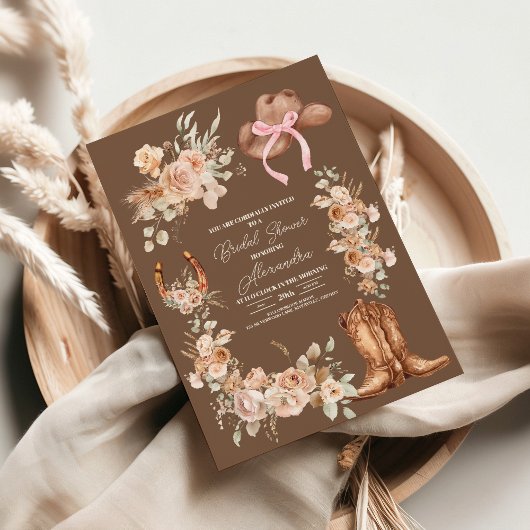 Boho Floral Western Vrijgezellenfeest Kaart