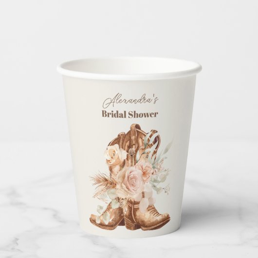 Boho Floral Western Vrijgezellenfeest Papieren Bekers (Achterkant)