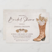 Boho Floral Westerne Boot Bridal Shower Kaart (Voorkant / Achterkant)