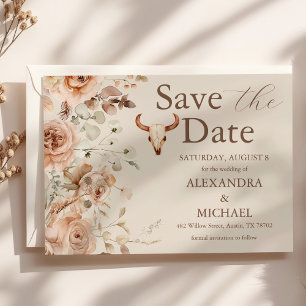 Boho Floral Westerne bruiloft Bewaar de datum Save The Date