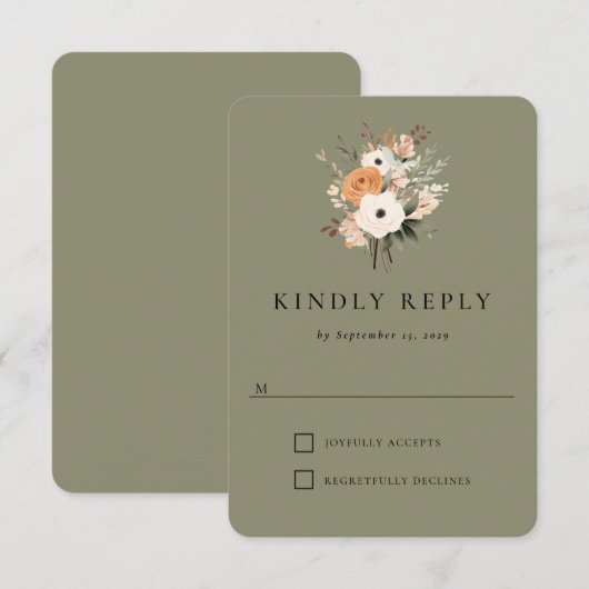 Boho Floral Westerne bruiloft reactie Kaart (Voorkant / Achterkant)