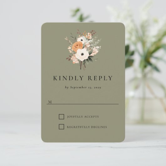 Boho Floral Westerne bruiloft reactie Kaart (Staand voorkant)