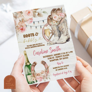 Boho Floral Westerne laarzen en bubbly Vrijgezelle Kaart