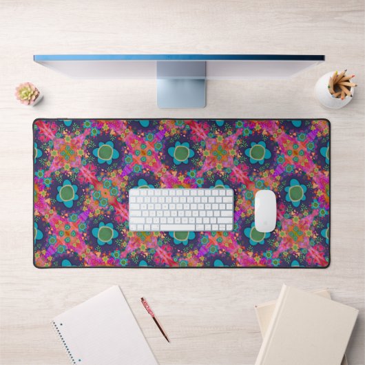 Boho Floral Whimsical Roze Kleurrijke Inspirivity Bureaumat (Kantoor 1)