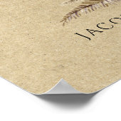 Boho Floral White Orchid Pampas Grass Wedding Poster (Hoek)