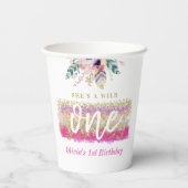 Boho Floral Wild Een Meisje's Eerste Verjaardagsfe Papieren Bekers (Achterkant)
