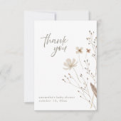 Boho Floral Wildflower Baby shower bedankkaart Kaart (Voorkant)