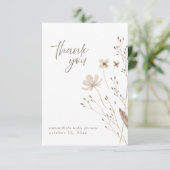 Boho Floral Wildflower Baby shower bedankkaart Kaart (Staand voorkant)