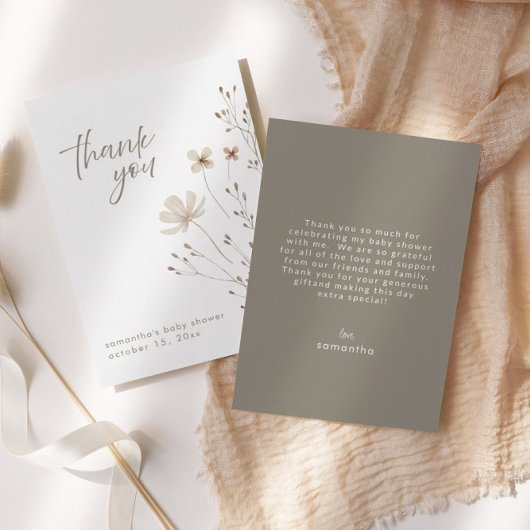 Boho Floral Wildflower Baby shower bedankkaart Kaart