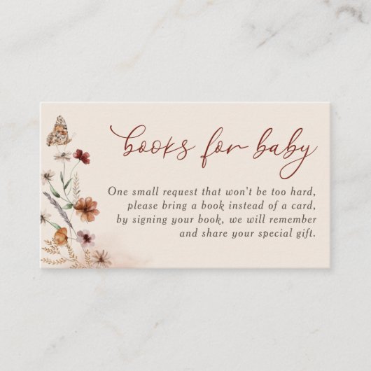 Boho Floral Wildflower Baby shower Boeken voor Bab Informatiekaartje (Voorkant)