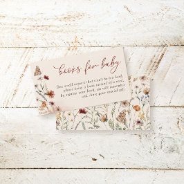 Boho Floral Wildflower Baby shower Boeken voor Bab Informatiekaartje