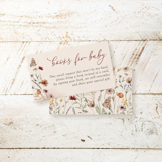 Boho Floral Wildflower Baby shower Boeken voor Bab Informatiekaartje