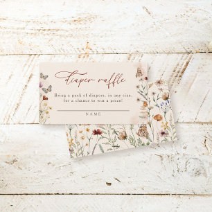 Boho Floral Wildflower Baby shower Luier Raffle Informatiekaartje