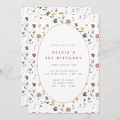 Boho Floral Wildflower Birthday | Kaart (Voorkant / Achterkant)