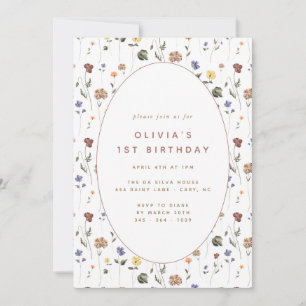 Boho Floral Wildflower Birthday Kaart