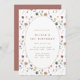 Boho Floral Wildflower Birthday | Uitnodiging