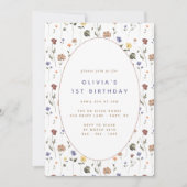 Boho Floral Wildflower Birthday | Uitnodiging (Voorkant)